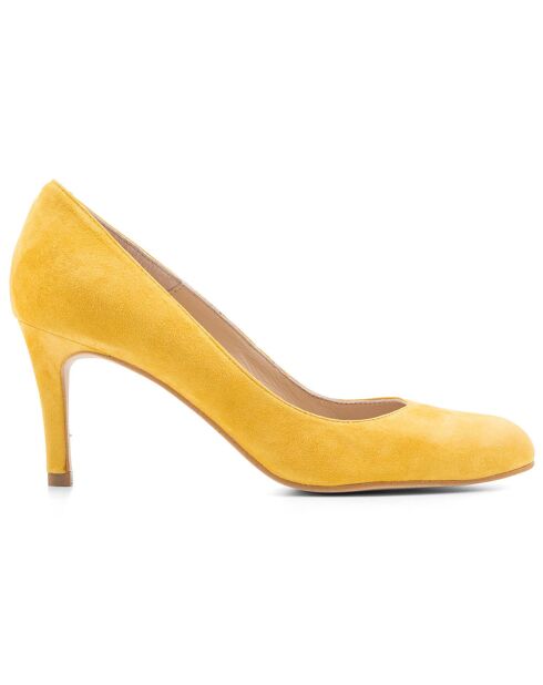 Brigitte Pumps aus gelbem Samt aus Leder - 6 cm Absatz