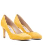 Brigitte Pumps aus gelbem Samt aus Leder - 6 cm Absatz