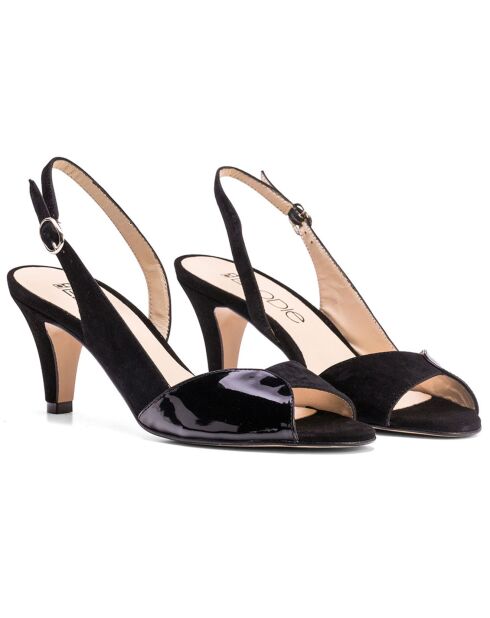 Slingbacks en Velours de Cuir Itsi noires - Talon 5.5 cm