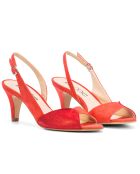 Slingback Itsi in pelle velluto color corallo - tacco 5,5 cm