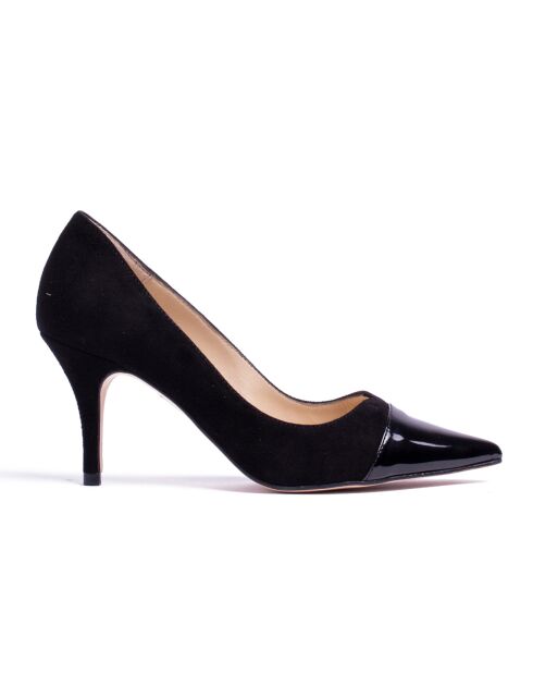 Escarpins en Velours de Cuir Salma noirs - Talon 7 cm