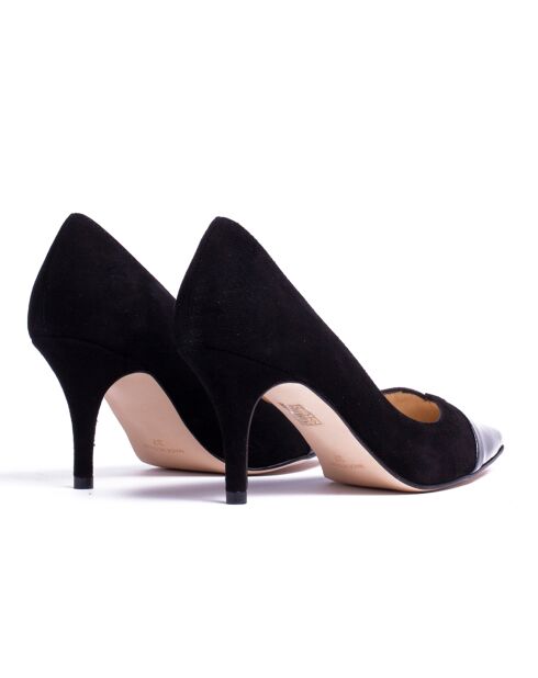 Escarpins en Velours de Cuir Salma noirs - Talon 7 cm