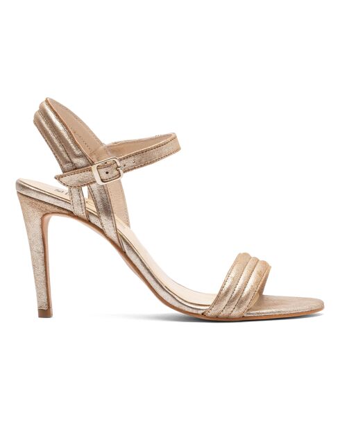 Goldfarbene Ledersandalen Adeline - 9,5 cm Absatz