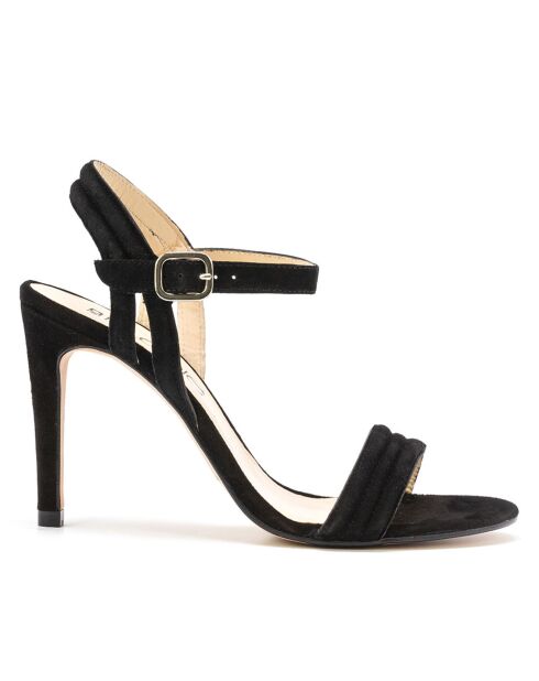 Sandali Adeline in pelle di velluto neri - tacco 9,5 cm