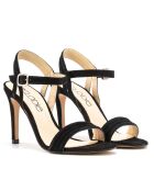Adeline schwarze Ledersandalen aus Samt, 9,5 cm Absatz