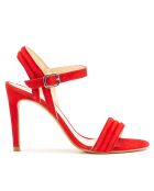 Adeline Rote Ledersandalen aus Samt, 9,5 cm Absatz