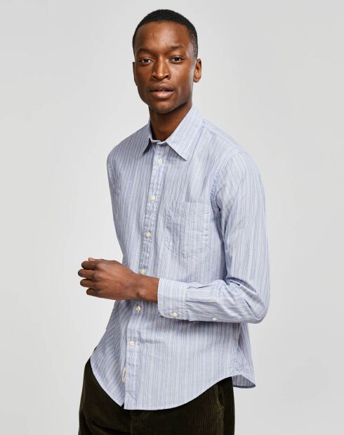 Chemise slim Glenh à fines rayures bleu/blanc