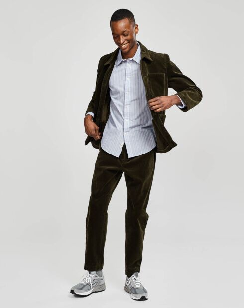 Chemise slim Glenh à fines rayures bleu/blanc