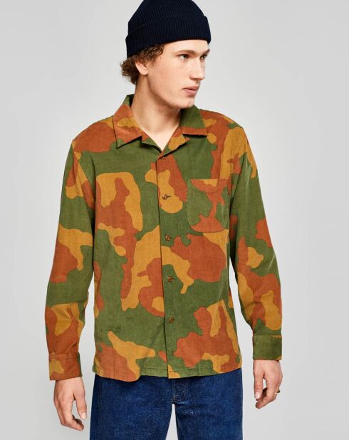 Chemise regular Goney imprimé militaire vert/orange