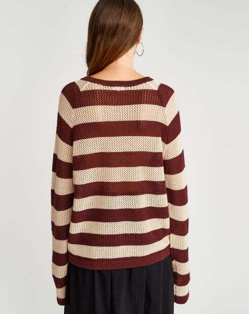 Pull Gorat à rayures beige/bordeaux