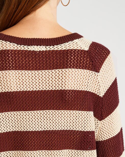 Pull Gorat à rayures beige/bordeaux