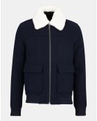 Blouson zippé en Laine mélangée Pilot bleu marine