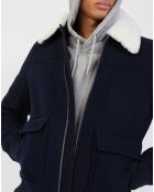 Blouson zippé en Laine mélangée Pilot bleu marine