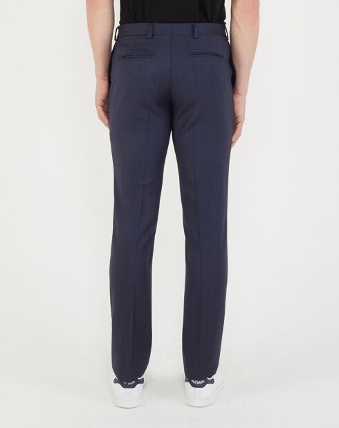 Pantalon de costume 100% Laine Mira Pume micro points bleu marine