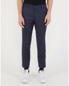 Pantalon de costume 100% Laine Mira Pume micro points bleu marine