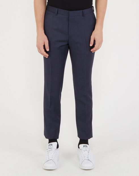 Pantalon de costume 100% Laine Mira Pume micro points bleu marine