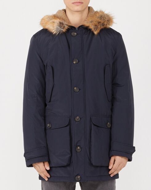 Parka à capuche bleu marine