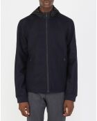 Blouson en Laine mélangée zippé bleu marine