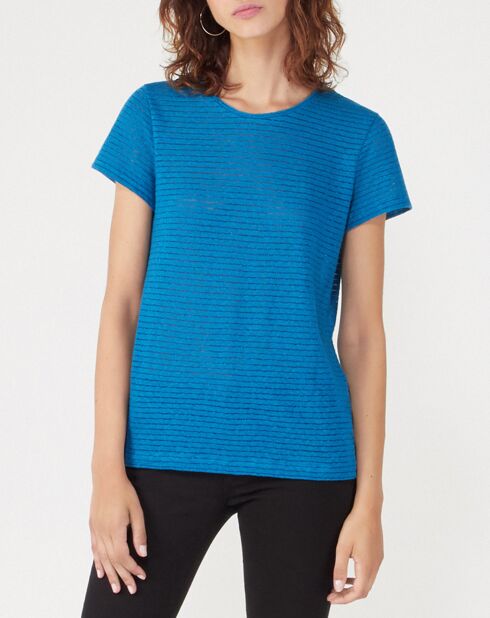 T-Shirt en Coton & Lin mélangés Video bleu