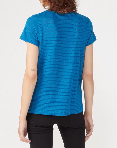 T-Shirt en Coton & Lin mélangés Video bleu