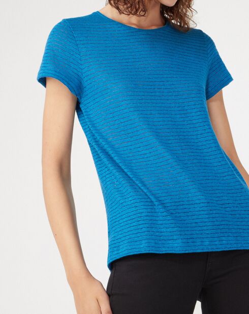 T-Shirt en Coton & Lin mélangés Video bleu
