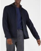 Blouson en Laine mélangée zippé bleu marine