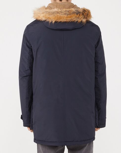 Parka à capuche bleu marine