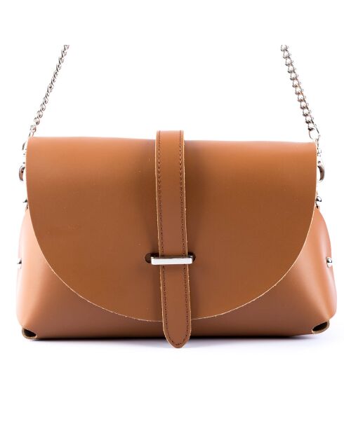 Sac en Cuir lisse Charlotte cognac - 27x16x13 cm