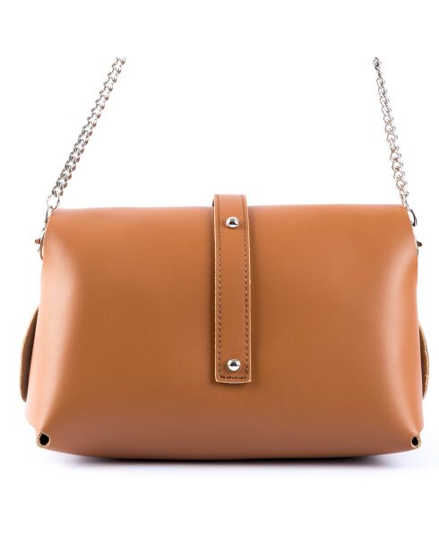 Sac en Cuir lisse Charlotte cognac - 27x16x13 cm