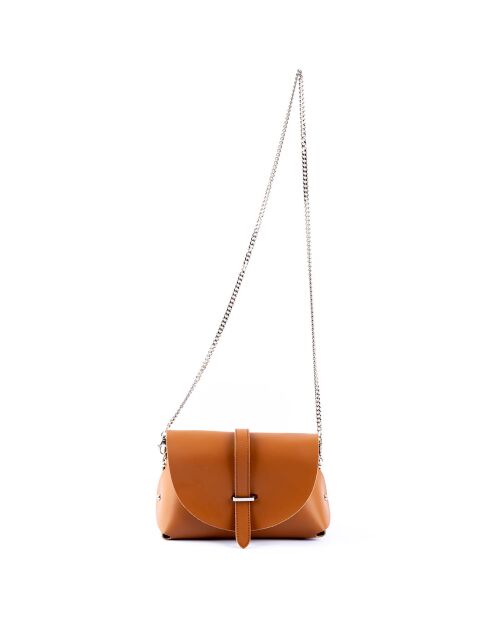 Sac en Cuir lisse Charlotte cognac - 27x16x13 cm