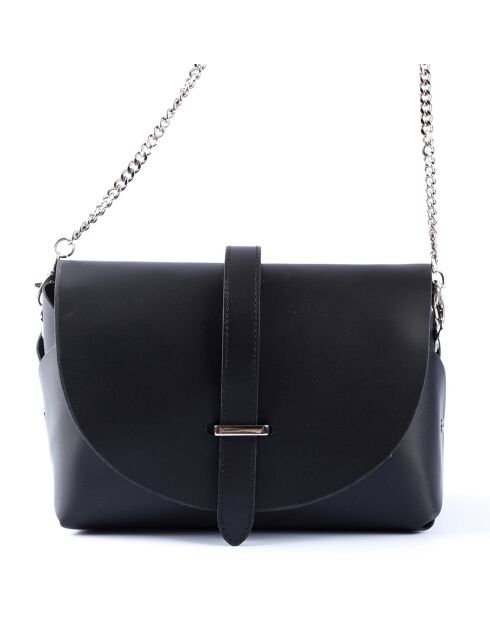 Sac en Cuir lisse Charlotte noir - 27x16x13 cm