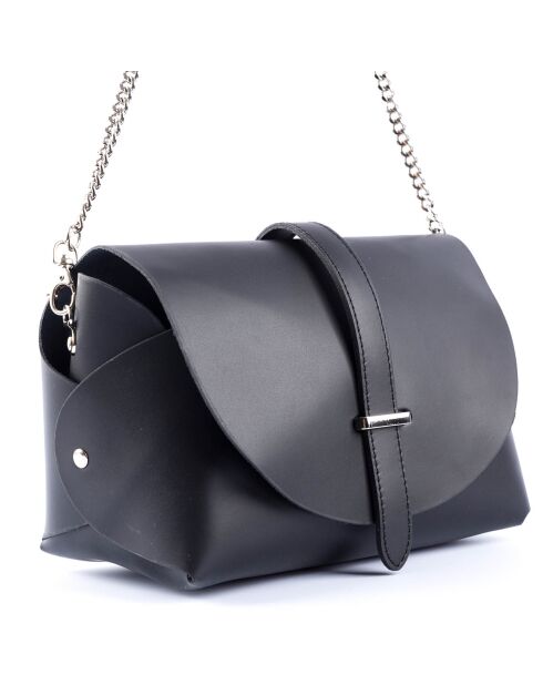 Sac en Cuir lisse Charlotte noir - 27x16x13 cm