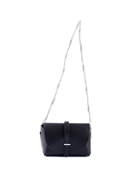 Sac en Cuir lisse Charlotte noir - 27x16x13 cm