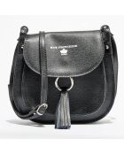Sac en Cuir saffiano Mary noir - 24x23x6 cm
