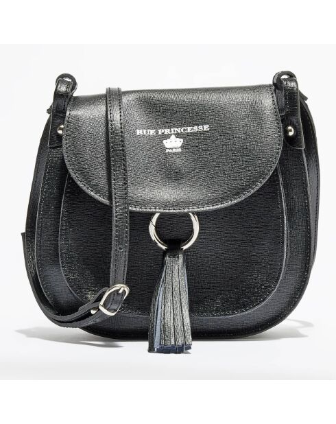 Sac en Cuir saffiano Mary noir - 24x23x6 cm