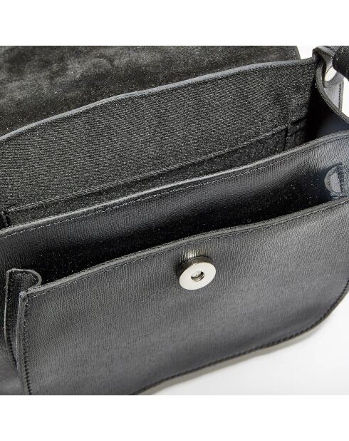 Sac en Cuir saffiano Mary noir - 24x23x6 cm