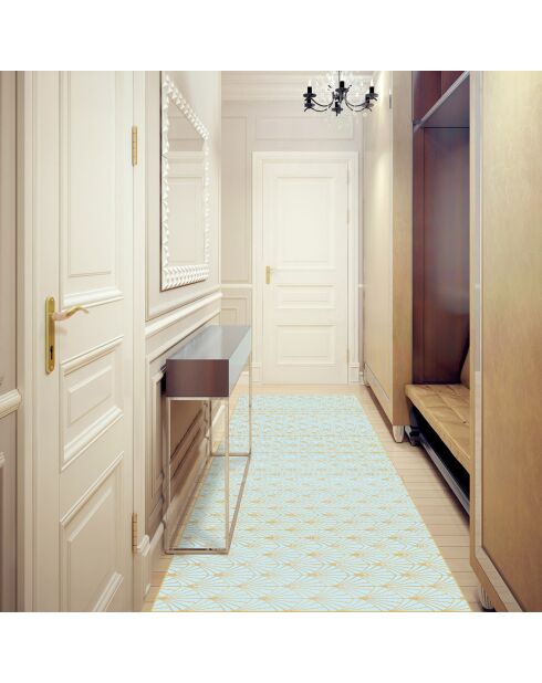 Tapis vinyle cristal bleu multicolore - 80x300 cm