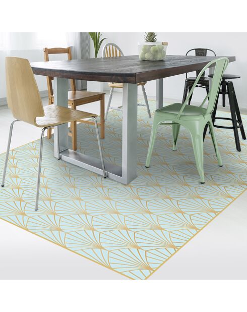Tapis vinyle cristal bleu multicolore - 200x266 cm