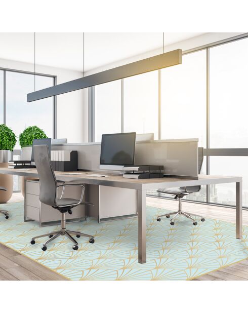 Tapis vinyle cristal bleu multicolore - 200x266 cm