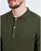 Pull col polo boutonné kaki