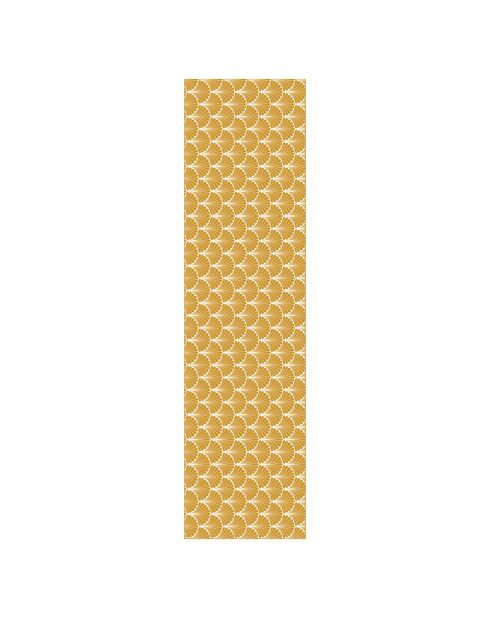 Tapis vinyle paon doré/blanc - 66x250 cm