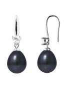 Boucles d'oreilles Argent Zircon Perles d'Eau Douce noires