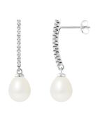 Boucles d'oreilles Argent Zircons Perles d'Eau Douce blanc naturel