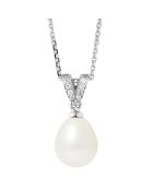 Pendentif & chaîne Joaillerie Argent Zircons Perle d'Eau Douce blanc naturel