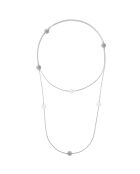 Prestige Halskette mit natürlichen weißen Süßwasserperlen aus Silber und Zirkonen