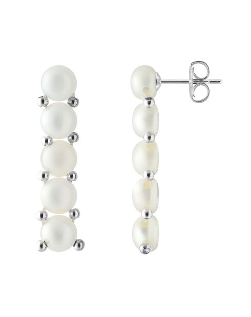 Boucles d'oreilles 5 Perles d'Eau Douce blanc naturel