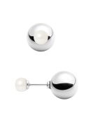 Boucles d'oreilles Recto Verso Argent & Perles d'Eau Douce blanches 6-7 mm