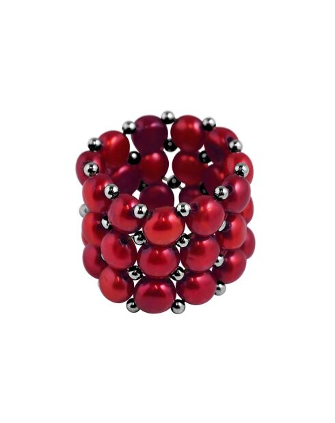 Bague Rangs Perles d'Eau douce rouges