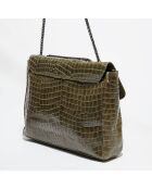 Sac bandoulière en Cuir Maku vert foncé - 34x21x6 cm