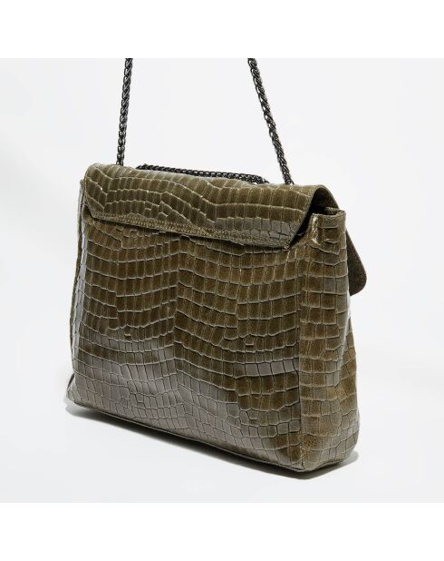 Sac bandoulière en Cuir Maku vert foncé - 34x21x6 cm